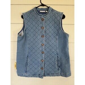 Vintage Dream Jeannes Womens Quilted Vest Medium Faded Blue